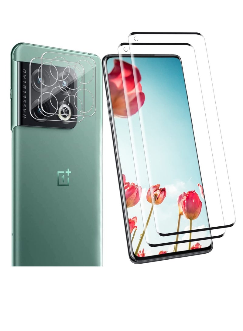 Excefore 2+2 Compatible OnePlus 10 Pro Screen Protectors + Camera Lens Protectors, HD 3D Full Coverage Clarity 9H Premium Tempered Glass  - Image 1