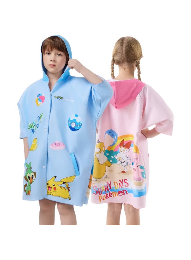 Swans Children'S Bath Towel Cape, Pokemon Collaboration, Boys And Girls Swimming Quick-Dry Portable Warm Cape, Sptd101 Pink - Image 2