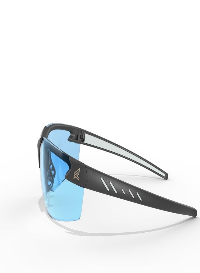 Edge DZ113-G2 Zorge G2 Wrap-Around Safety Glasses, Anti-Scratch, Non-Slip, UV 400, Military Grade, ANSI/ISEA & MCEPS Compliant, 5.04" Wide, Black Frame/Light Blue Lens - Image 3