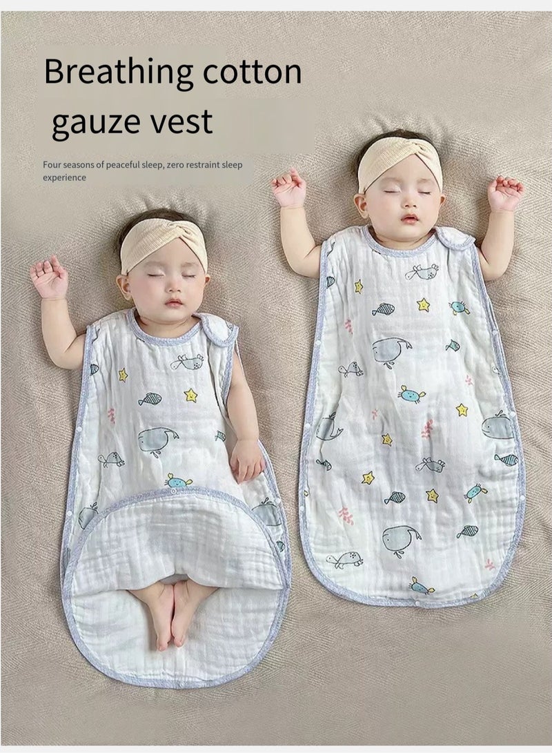 Baby Vest Sleeping Bag Summer Newborn Baby Sleeveless Four-Layer Gauze Pure Cotton Children's Anti-kicking Blanket Universal For All Seasons L - Image 5