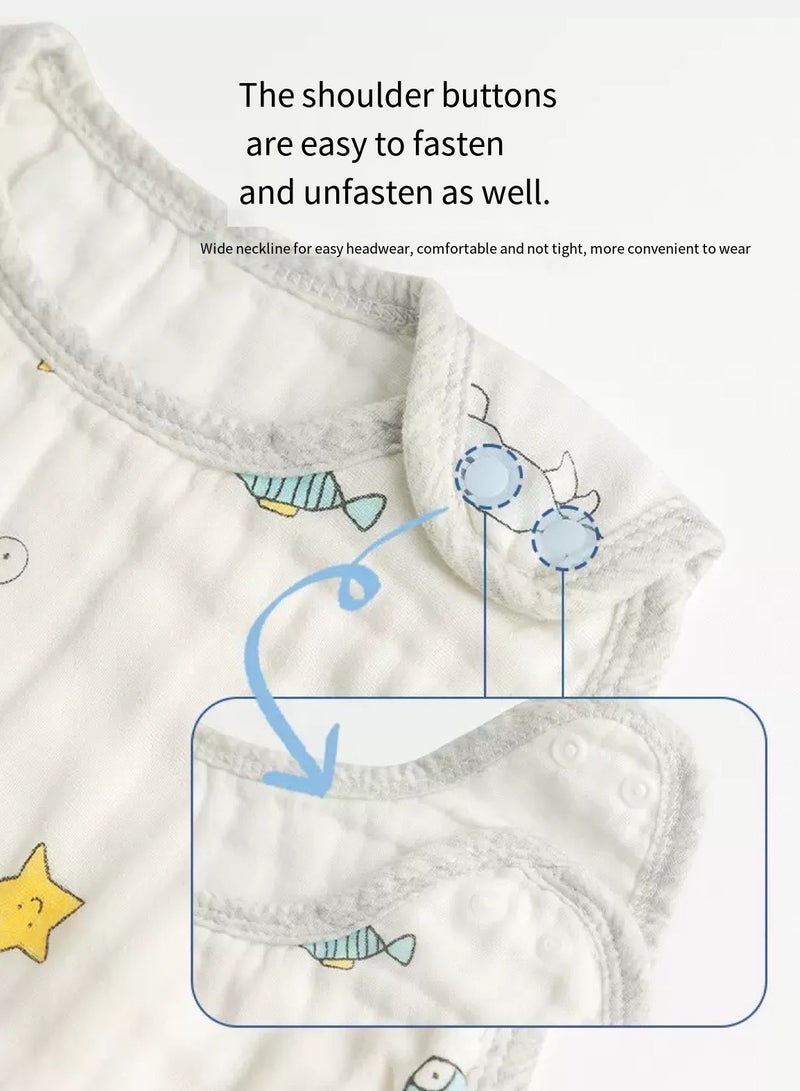 Baby Vest Sleeping Bag Summer Newborn Baby Sleeveless Four-Layer Gauze Pure Cotton Children's Anti-kicking Blanket Universal For All Seasons L - Image 2