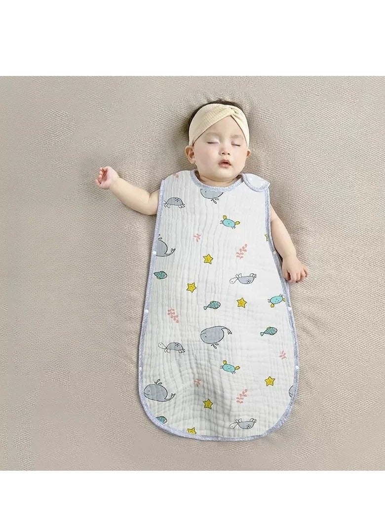 Baby Vest Sleeping Bag Summer Newborn Baby Sleeveless Four-Layer Gauze Pure Cotton Children's Anti-kicking Blanket Universal For All Seasons L - Image 1