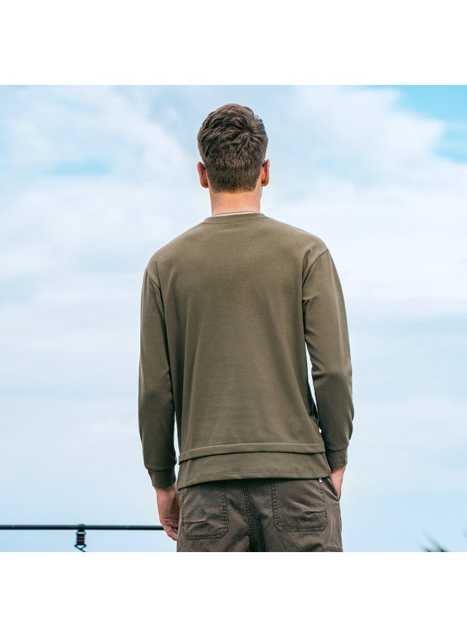 G Heavyweight Henley Neck Long Sleeve T-shirt For Men - 2025 Spring Collection With Pocket Detail And False Two-piece Design - Image 4