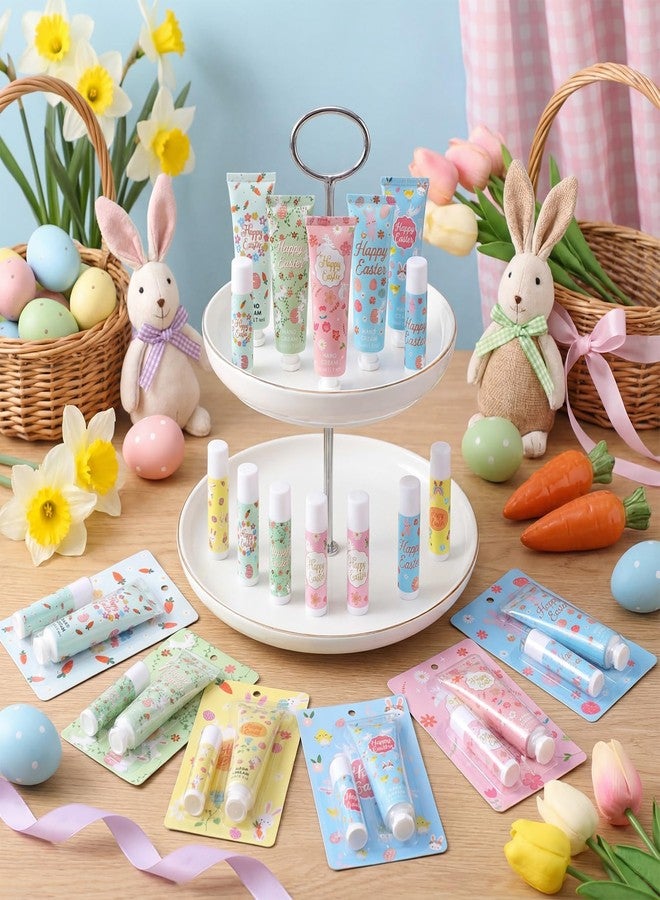 Loopeer 12 Sets Easter Basket Stuffers Bulk Hand Cream and Lip Balm Set Easter Basket Fillers Gifts for Adults Coworkers Women Men Spring Party Favors Travel Size Lotion Goodie Bag Gifts - Image 4