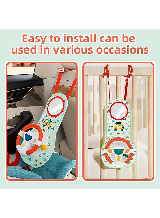 KASTWAVE Baby Car Seat Toys For Infants Baby Car Seat Toys With Mirror Steering Wheel Toys With Music Lights And Driving Sounds Child Driver Role Play Game - Image 5