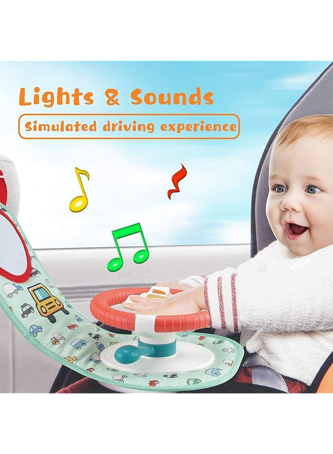 KASTWAVE Baby Car Seat Toys For Infants Baby Car Seat Toys With Mirror Steering Wheel Toys With Music Lights And Driving Sounds Child Driver Role Play Game - Image 4