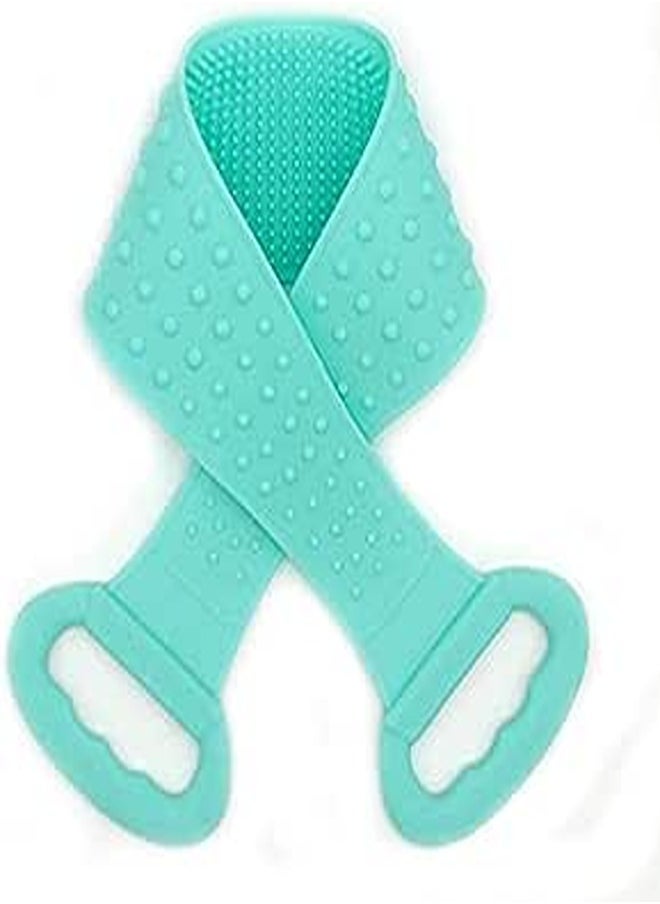 FOOTINSOLE.COM - Silicone Back Scrubber for Shower, Exfoliating, Cleansing And Massage - Bath Body Brush with Handles for Men & Women (Aqua) - Image 1