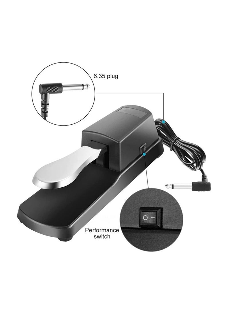 Generic - Piano Keyboard Sustain Damper Pedal Durable Sustain Pedal Classic Delicate Alloy + Plastic Damper Sustain Pedal for Electric Piano Silver - Image 1