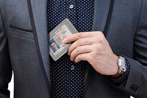 SERMAN BRANDS محفظة سِيرمان براندز RFID مضادة للتداخل نحيفة قابلة للطي من الجلد الأصلي للرجال مع مشبك نقود هدية رقيقة (رمادي Slate 1.S) - Image 2