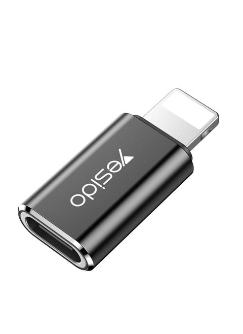 Type-C To Lightning Connector To Adapter Super Fast Charging And Data Transfer Black