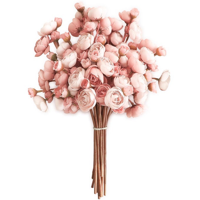 RANUNCULUS ARTIFICIAL FLOWERS 18 PCS DUSTY ROSE FAUX SILK MINI RANUNCULUS BULK FAKE WEDDING FILLER FLOWERS FOR DIY BOUQUETS CENTERPIECES BRIDAL SHOWER DECORATIONS ARRANGEMENTS
