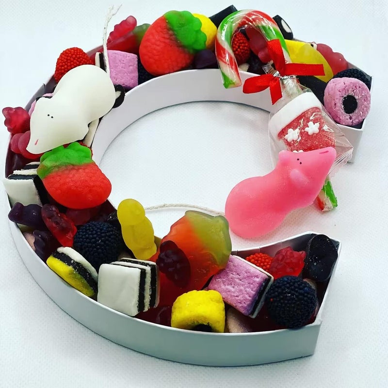 WENPACK 8" Small Fillable Cardboard Letter Shaped Paper Mache Cutouts Candy Tray Food Container(C) - Image 2