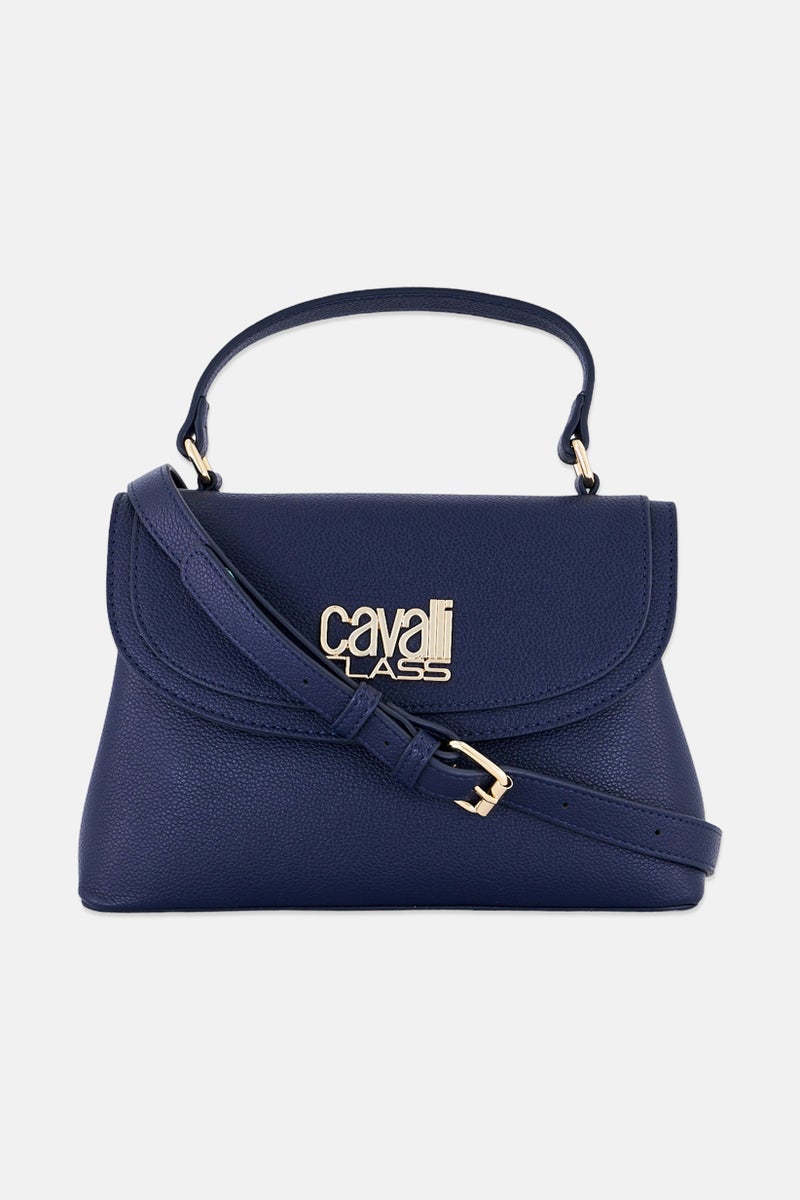 Cavalli Class Women Cutie Brand Logo Satchel Bag, Navy  - Image 1