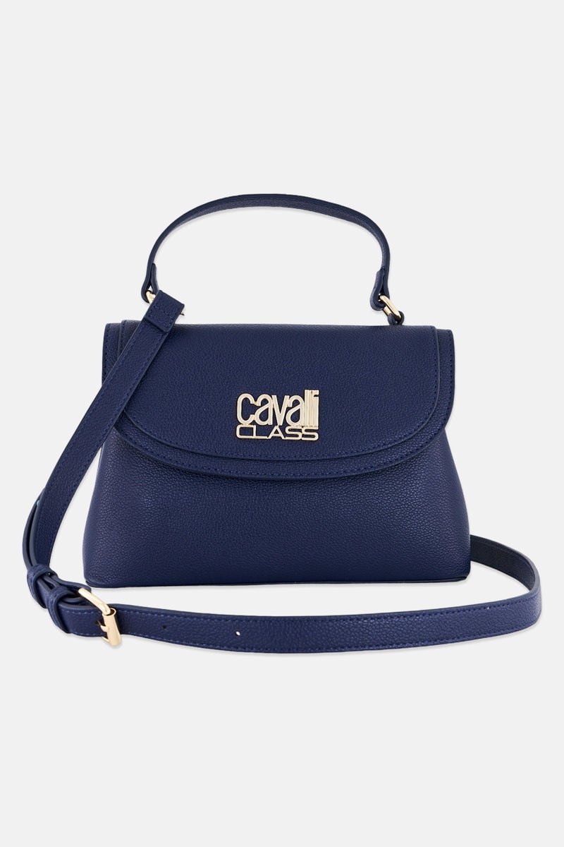 Cavalli Class Women Cutie Brand Logo Satchel Bag, Navy  - Image 3