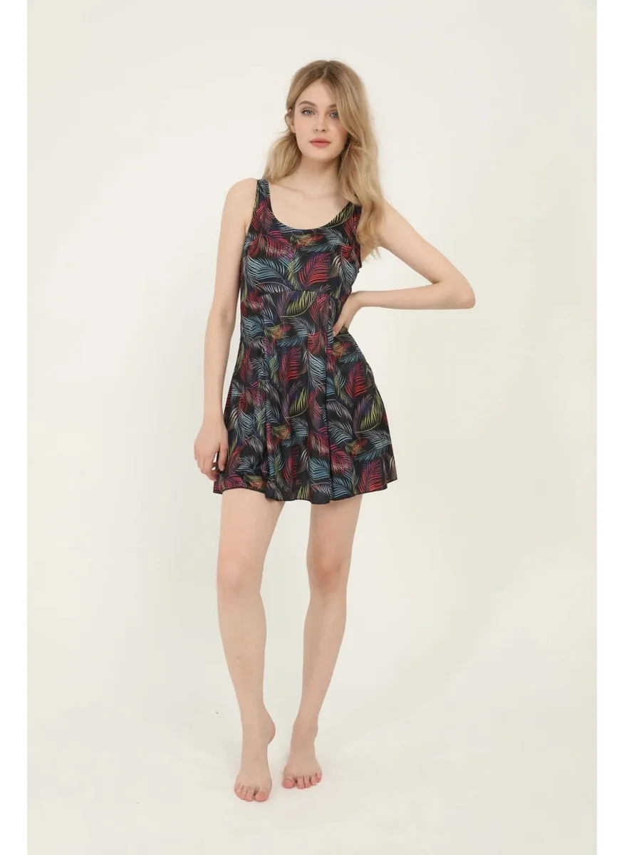 Swana Patterned Lycra Shorts Dress Swimsuit