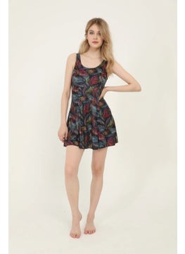 Swana Patterned Lycra Shorts Dress Swimsuit  - Image 2