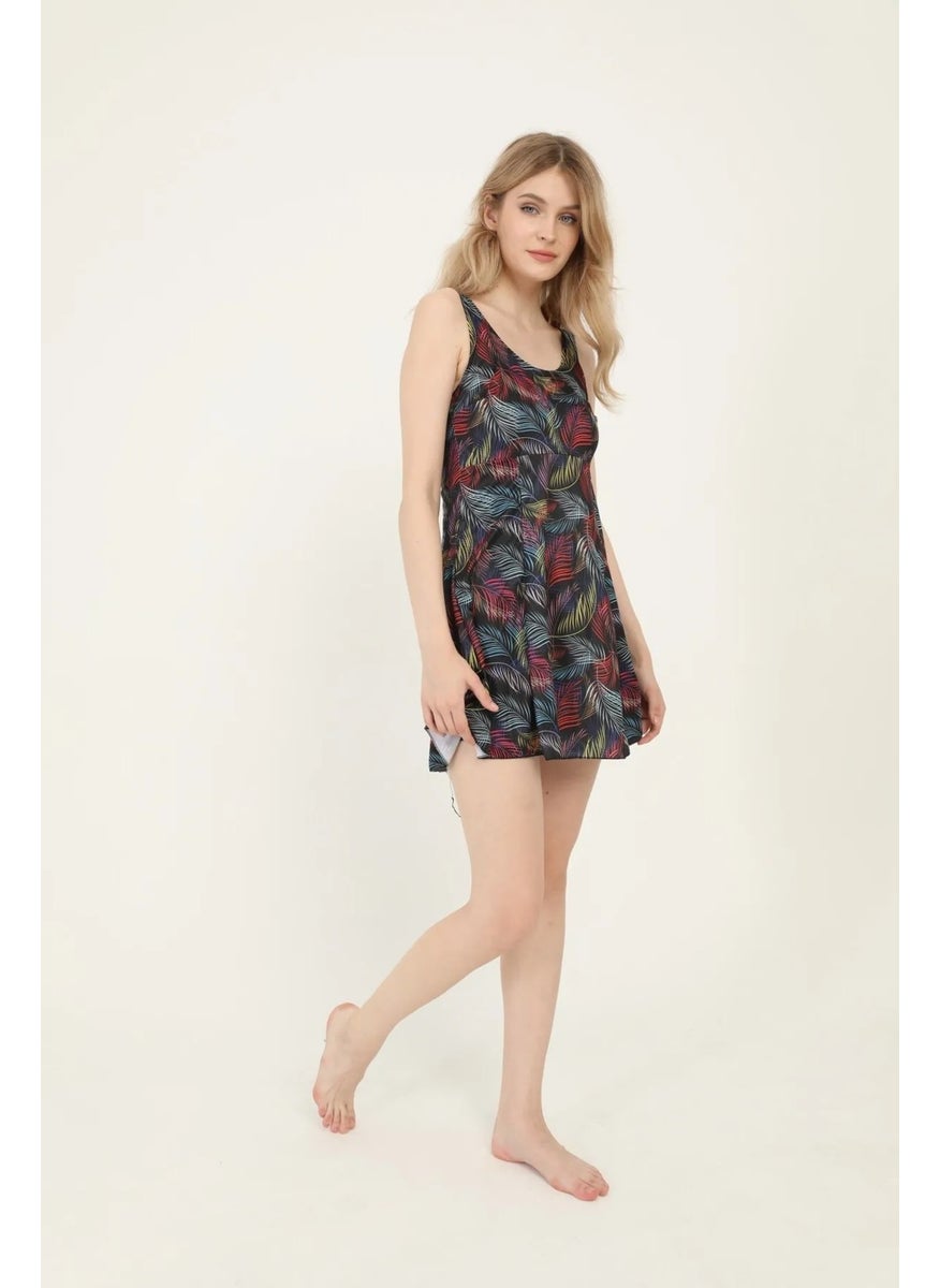 Swana Patterned Lycra Shorts Dress Swimsuit  - Image 3