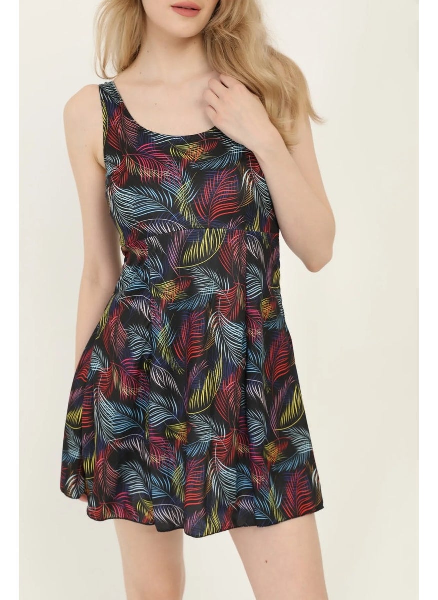 Swana Patterned Lycra Shorts Dress Swimsuit  - Image 4