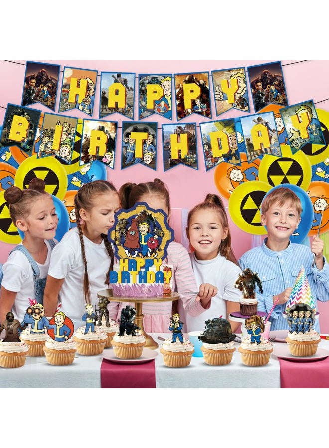 PINUO Gaming Birthday Party Decoration, Include Birthday Banner, Cake Topper, Latex Balloons, and 50pcs Stickers for Kids Teens Gaming Fan Fans Party Supplies - Image 5
