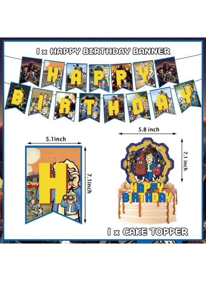 PINUO Gaming Birthday Party Decoration, Include Birthday Banner, Cake Topper, Latex Balloons, and 50pcs Stickers for Kids Teens Gaming Fan Fans Party Supplies - Image 2