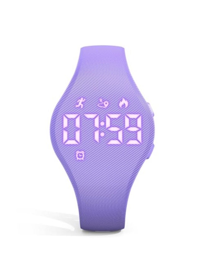 Kids Digital Fitness Tracker Watch with LED Display, 5-15 Years Waterproof Wrist Watch without App with Pedometer Alarm Clock for Kids Boys Girls Teens (Purple) - Image 1