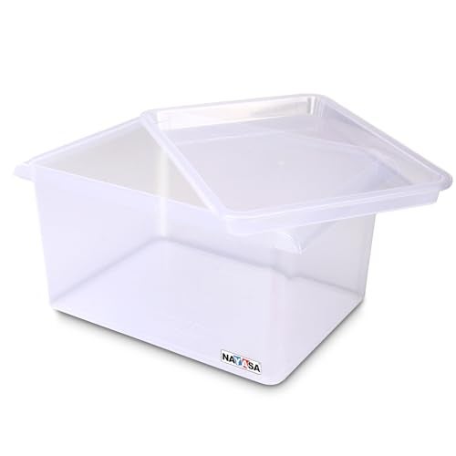 Nayasa Stack N Store Set of 4 | 5 Ltrs & 12 Ltrs |Small + Big | Plastic Storage Boxes with Lid | Side Handle | Stackable Boxes | Multipurpose Storage | Strong and Durable Quality | Clear - Image 4