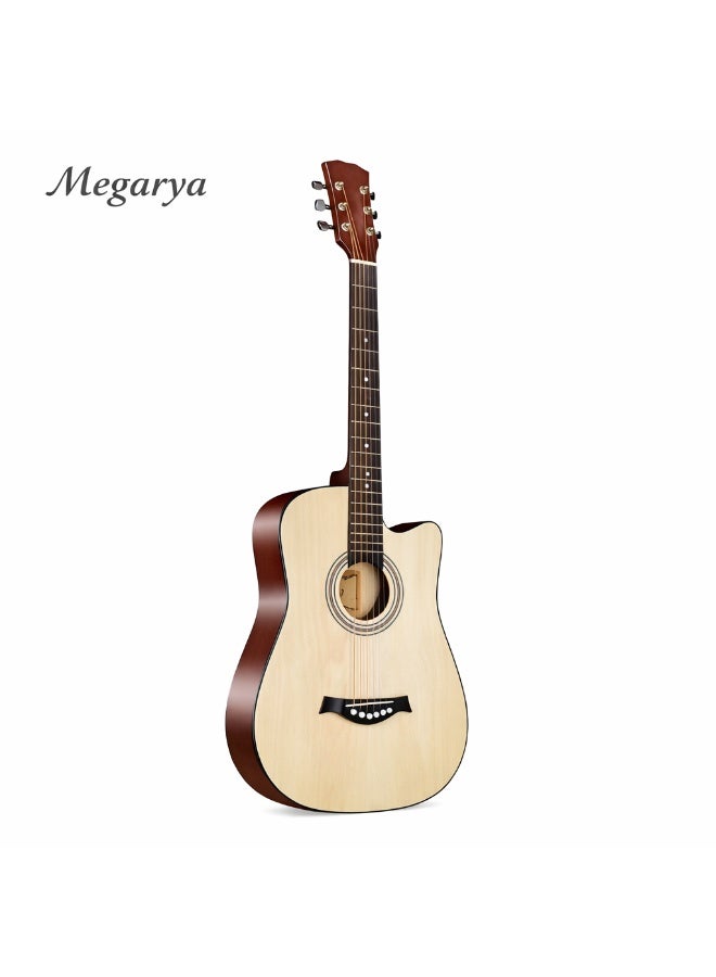 Megarya 38 Inch Basswood Folk Matte Acoustic Guitar for Beginners – Natural Finish, Lightweight & Easy Play