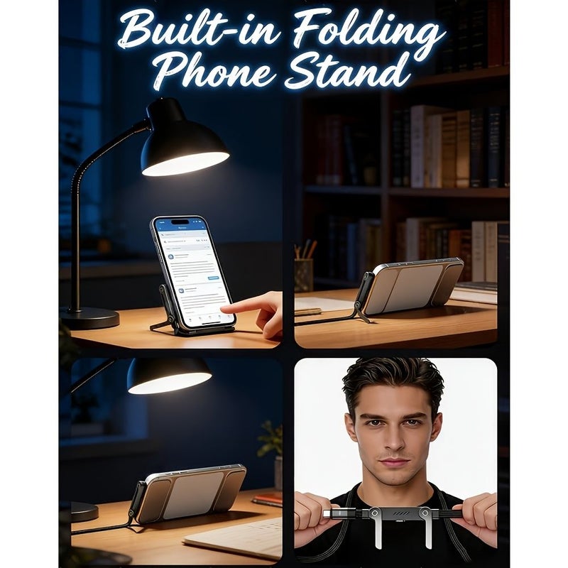240W Fast Charging Cable Foldable Phone Holder 2 in 1 Grayish Black 100cm - Image 2