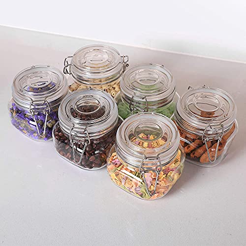 MARTVIA 500 ml Glass Jars with Airtight Lids Wide Mouth Storage Jars with Buckle Lid for Preserving Decorating Canning Jar Dry Food Storage Pasta Spice Beans Flour Set (Set of 6), Transparent - Image 2