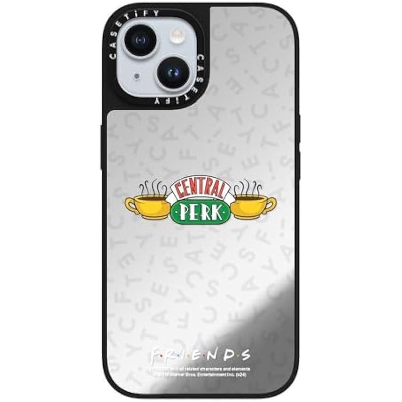Casetify Mirror iPhone 15 Case 【Friends Co-Lab / 4.9ft Drop Protection/Compatible with Magsafe】 - Central Perk - Silver on Black - Image 4