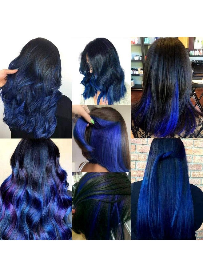 رينبوول وصلات شعر زرقاء من رينبول، 22 بوصة، 10 قطع طويلة ومستقيمة وملونة، مناسبة للأطفال والفتيات والنساء، للحفلات المميزة، مصنوعة من مادة صناعية - Image 4