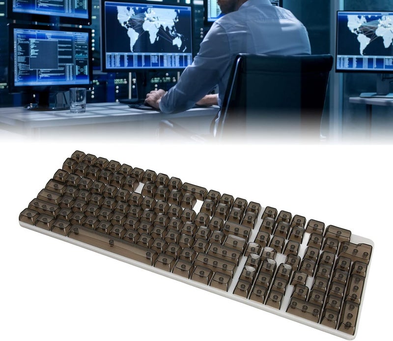 مجموعة أغطية مفاتيح من البلاستيك الشفاف عالي الجودة (PC Keycap Set)، بارتفاع CBSA وملمس مات (matte)، مصممة لتوفير راحة أثناء الاستخدام مع لوحات المفاتيح الميكانيكية (mechanical keyboards). تتوافق هذه الأغطية مع أنواع لوحات المفاتيح 61/64/68/87/104، ومتوفرة باللون الأسود (Black). - Image 5