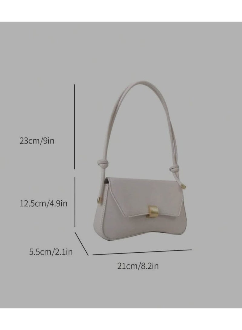 Fashionable white Vintage Baguette Shoulder Bag for Women – Minimalist Underarm Purse for Daily, College & Outings - Image 2