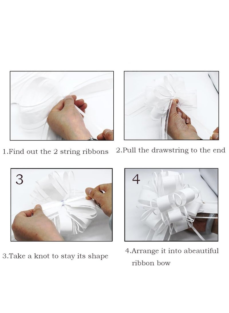 5 PCS Large pull bows,white Gift Bow,6 inches,for wrapping gift wedding ribbon bows or flower decorations, Christmas,party birthday,Valentine's Day gift wrapping(white)(White) - Image 3