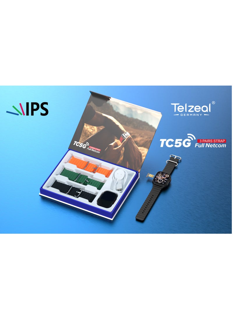 Telzeal TC 5G Smart Watch With Sim Slot 3 Pair Strap And Wireless Charger For Gents And Ladies  - Image 4