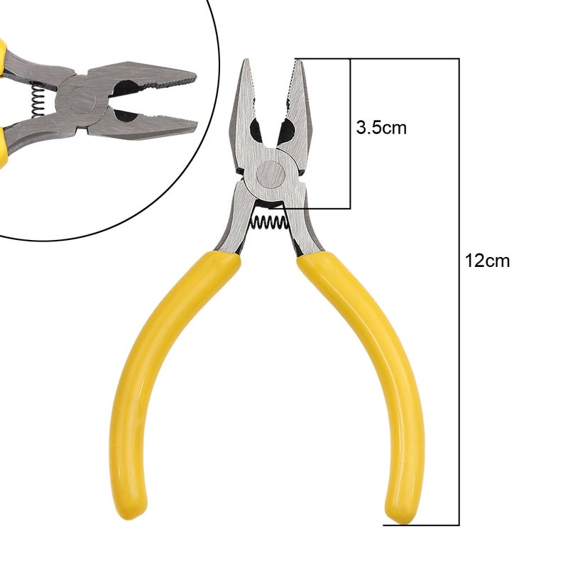 Handmade DIY Tool Pliers Multifunctional Punching Pliers Jewelry Toothless Pointed Nose Pliers Oblique Wire Cutting Pliers Hardware Tools #42 yellow handle fan steel vise 