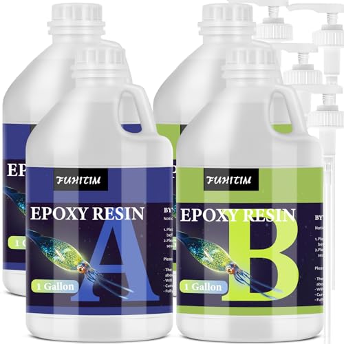 FUHITIM Epoxy Resin 4 Gallon - Crystal Clear Epoxy Resin Kit - Self-Leveling, High-Glossy, No Yellowing, No Bubbles Casting Resin Perfect for Crafts, Table Tops, DIY 1:1 Ratio (2 Gallon x 2) - Image 1
