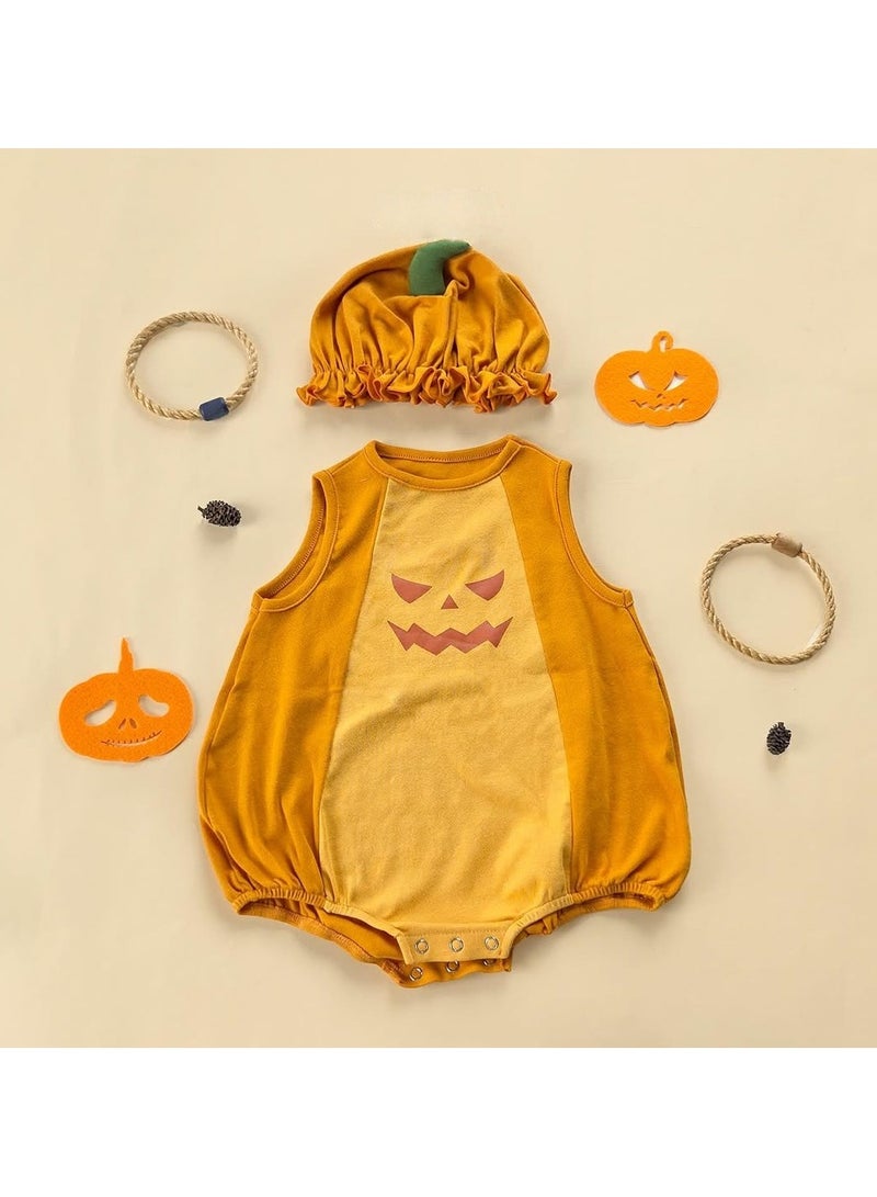 general Baby funny round neck sleeveless pumpkin costume clothes combining aesthetics and practicality for crawling babies - Image 1