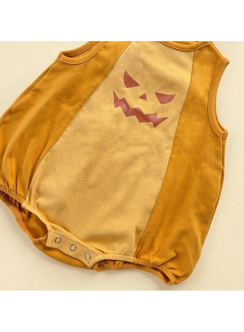 general Baby funny round neck sleeveless pumpkin costume clothes combining aesthetics and practicality for crawling babies - Image 2