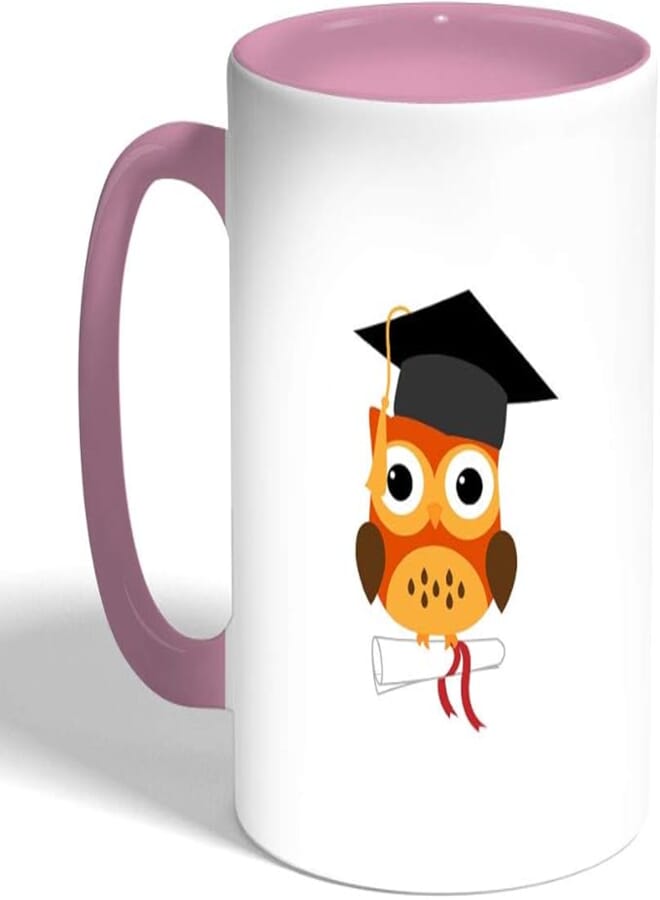 Decalac Graduation - Owl Picture Printed Coffee Mug, Turquoise Color (Ceramic)