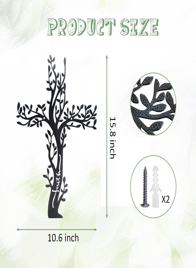 Ecqizer Unique Tree of Life Wall Cross, Artistic Cross Wall Decor, Ideal for Home & Kitchen, Subtle Wall Sculpture Art, 16 Ã- 11 Inch, balck - Image 2
