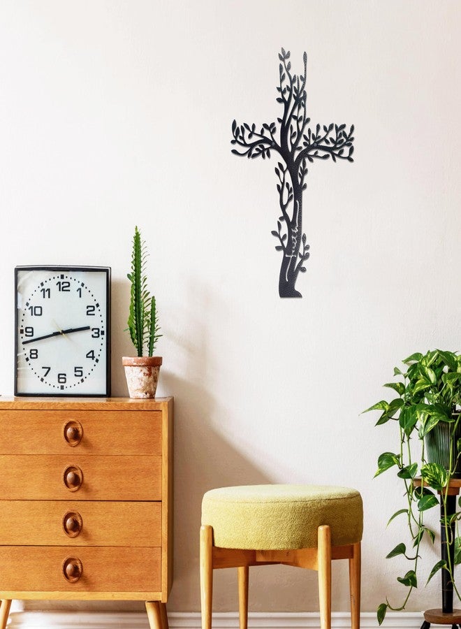 Ecqizer Unique Tree of Life Wall Cross, Artistic Cross Wall Decor, Ideal for Home & Kitchen, Subtle Wall Sculpture Art, 16 Ã- 11 Inch, balck - Image 4