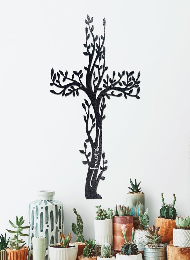 Ecqizer Unique Tree of Life Wall Cross, Artistic Cross Wall Decor, Ideal for Home & Kitchen, Subtle Wall Sculpture Art, 16 Ã- 11 Inch, balck - Image 1
