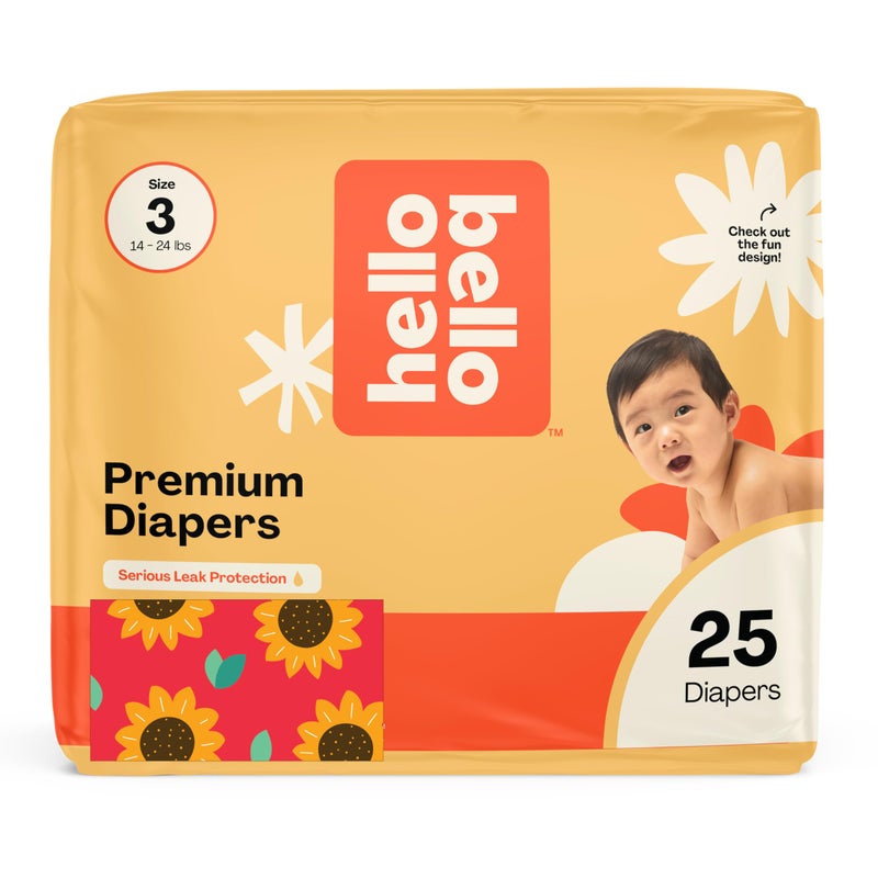 Hello Bello Diapers  Size 3 (14-24 Lbs) Flower Child  25 Count Of Premium Disposable Baby Diapers  Hypoallergenic With Soft  Cloth-Like Feel - Image 1