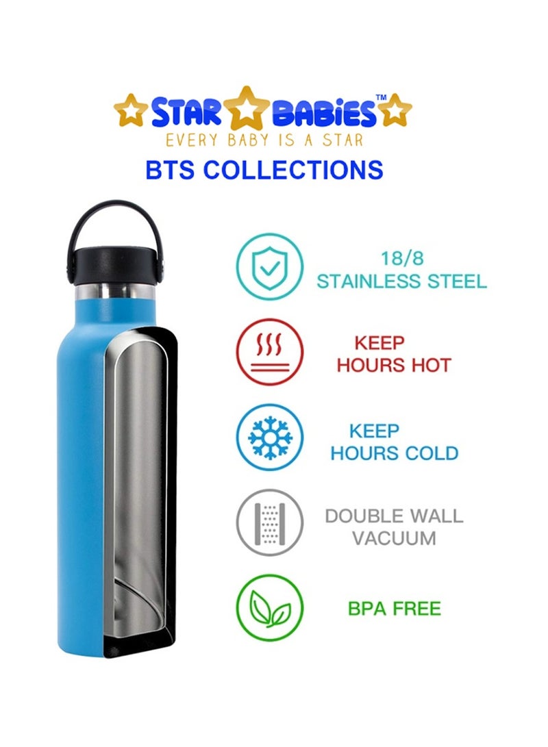 STAR BABiES Star Babies BTS Collections - Lunch Box with 4 Compartments, BPA Free, Leakproof, Insulated Stainless Water Bottle with Carry Cap & Sports Cap 600ml - Pack of 2 -  Pink - Image 3