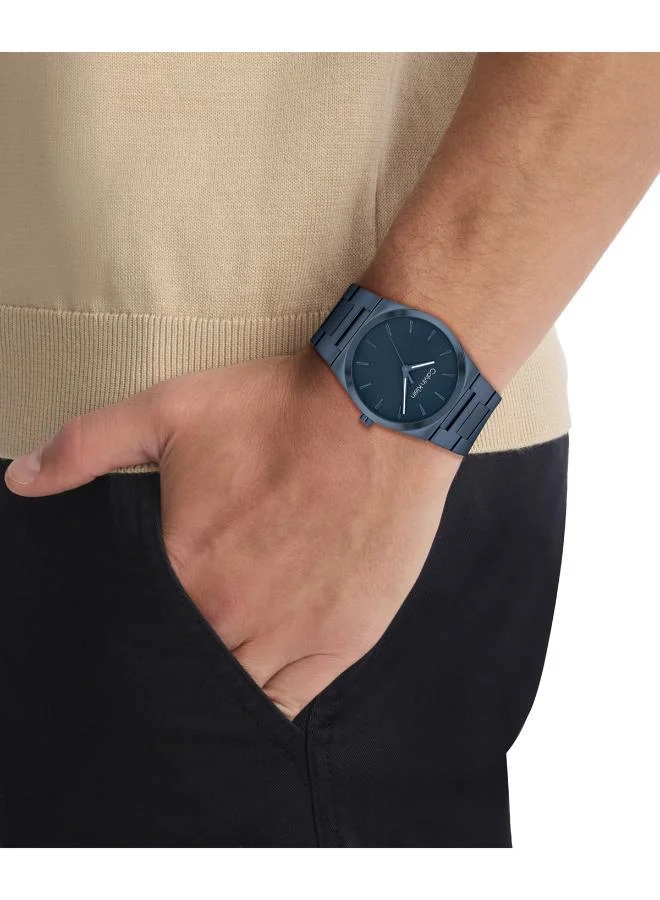 Calvin Klein  Ionic Plated Blue Steel Quartz Basic Slim Watch for Men | Best Price UAE