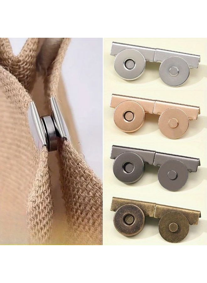Silvery Magnetic Alloy Buckle 2 Pairs For Canvas Bags Clothing Hidden Button Closure - Image 2