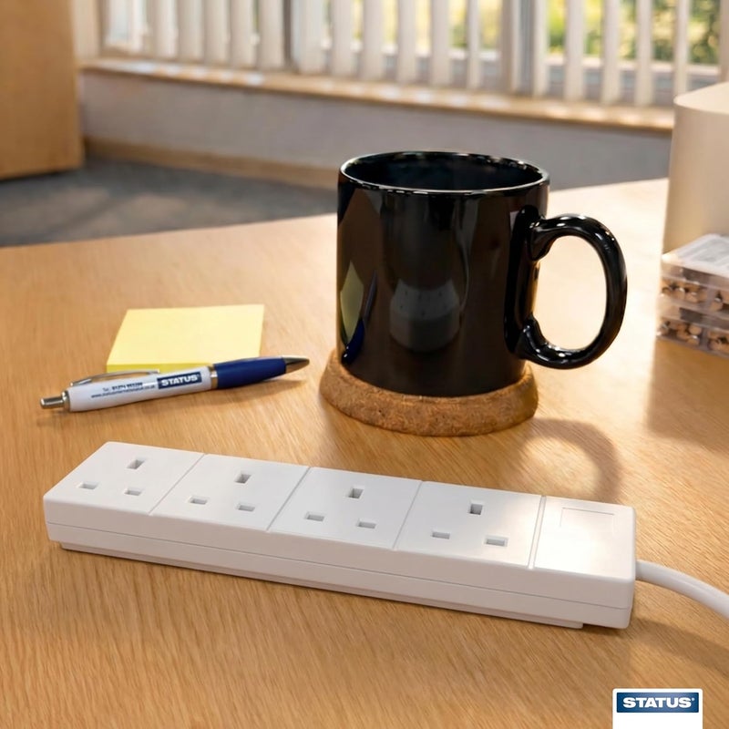 Status Multi Plug Extension | 4 Socket Extension Cable | 1m Extension Lead | S4W1MS12 White - Image 5