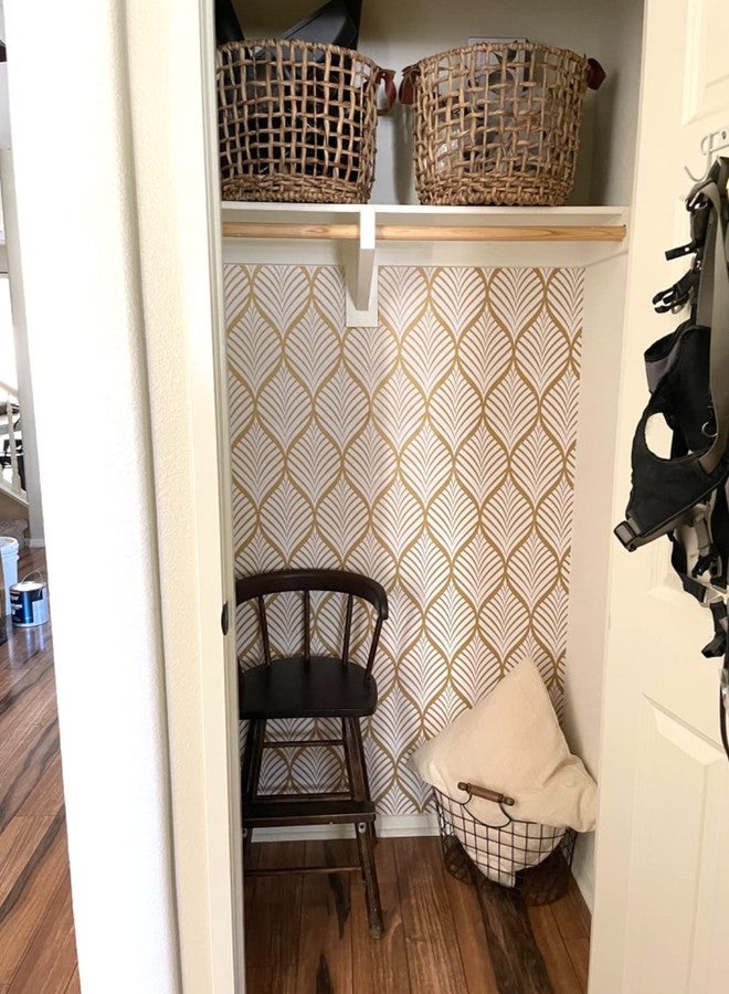 WY-BSO White and Gold Peel and Stick Contact Paper Self Adhesive Boho Wallpaper Removable Vinyl Film Decorative Shelf Drawer Liner Sticker 17.7 inch x 118 inch (White and Gold, 17.7 x 118 inch) - Image 2