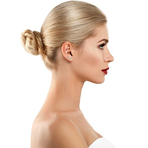 PAVOI 14K Gold Plated 925 Sterling Silver Post Cubic Zirconia Ear Crawler Earrings - Climber Earrings for Women (Full, 14K White Plated) - Image 4